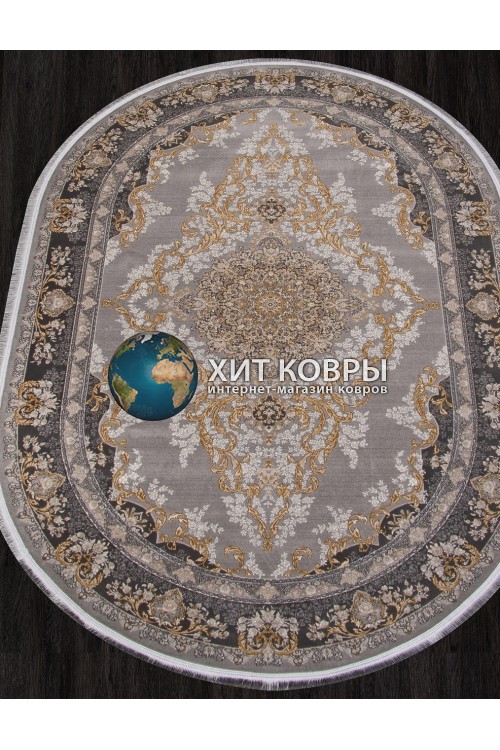 Иранский ковер Kashan 752080 Серый овал